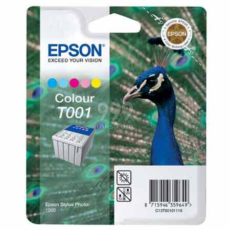 Product image for Epson T001 Colour Original Ink Cartridge (Peacock) (T001001) - Small