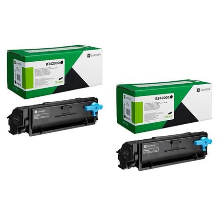 Product image for Lexmark B342000 Black Original Standard Capacity Return Program Laser Toner Cartridge Twin Pack - Small