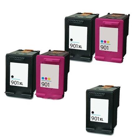 Product image for 999inks Compatible Multipack HP 901XLBK/901CL 2 Full Sets + 1 Extra Black Inkjet Printer Cartridges - Small