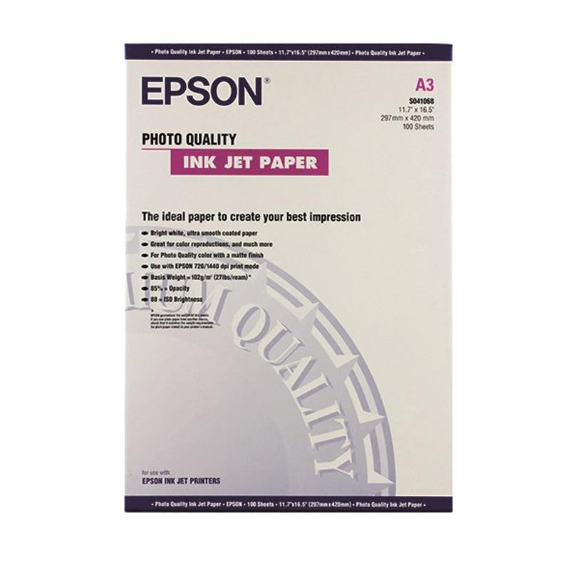Product image for Epson Photo Quality Inkjet Paper 105 Gsm A3 (100 Sheets) - Small