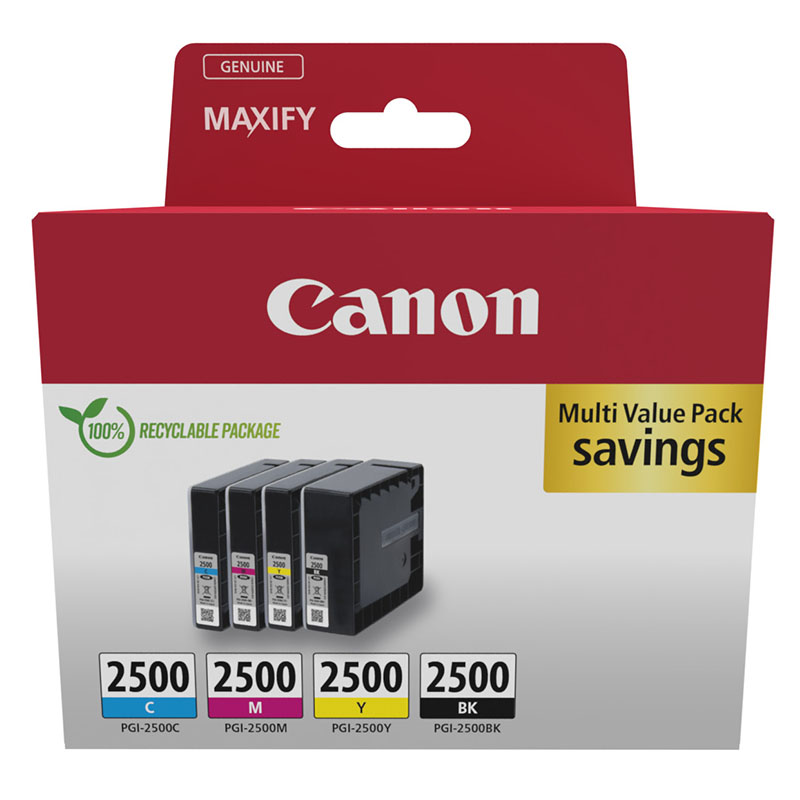 Product image for Canon PGI-2500 BK/C/M/Y Original Standard Capacity Multipack Ink Cartridge - Small