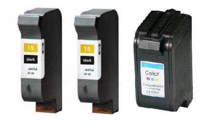 Product image for 999inks Compatible Multipack HP 15/17 1 Full Set + 1 Extra Black Inkjet Printer Cartridges - Small