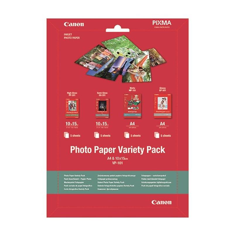 Product image for Canon VP-101 Photo Paper Variety Pack 4x6 and A4 (20 Sheets) - Small