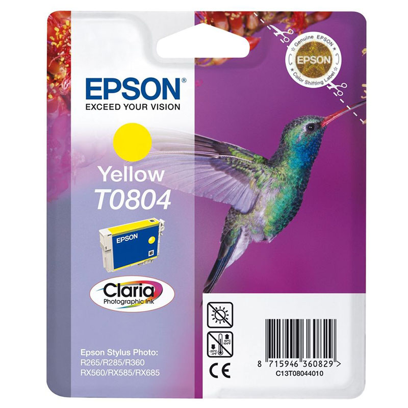Product image for Epson T0804 Yellow Original Ink Cartridge (Hummingbird) (T080440) - Small