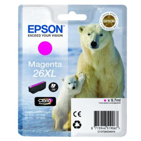 Product image for Epson 26XL (T263340) Magenta Original Claria Premium High Capacity Ink Cartridge (Polar Bear) - Small