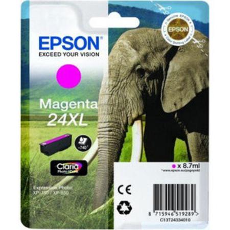 Product image for Epson 24XL (T243340) Magenta Original Claria Photo HD High Capacity Ink Cartridge (Elephant) - Small