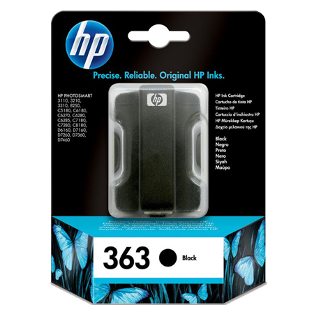 Product image for HP 363 Black Original Ink Cartridge with Vivera Ink (C8721EE) - Small