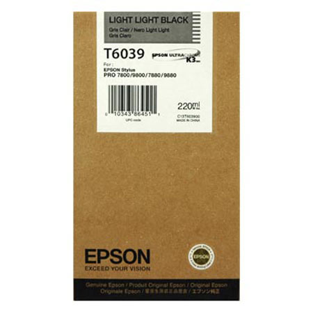 Product image for Epson T6039 Light Light Black Original High Capacity Ink Cartridge (T603900) - Small