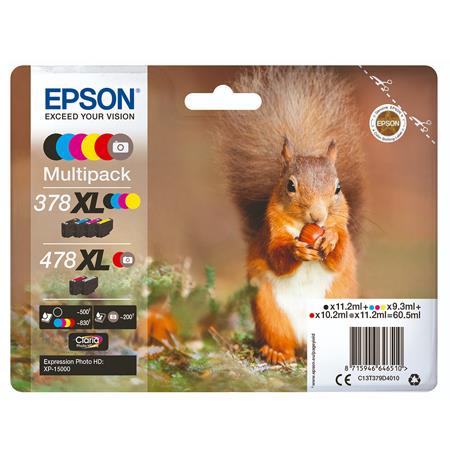 Product image for Epson 378XL/478XL Original Claria Photo HD High Capacity Ink Cartridge Multipack (Squirrel) - Small