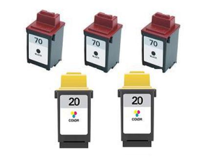 Product image for 999inks Compatible Multipack Lexmark 70/20 2 Full Sets + 1 Extra Black Inkjet Printer Cartridges - Small
