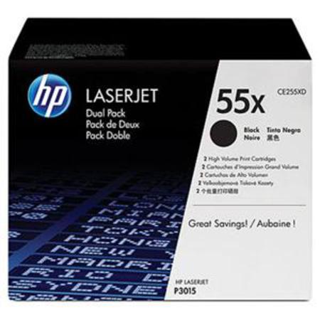 Product image for HP Laserjet 55X Original Black High Capacity Toner Cartridge - Twin Pack (CE255XD) - Small