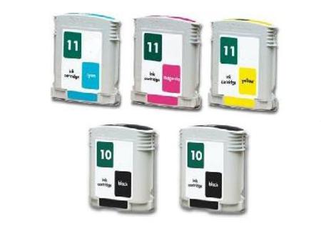 Product image for 999inks Compatible Multipack HP 10/11C/Y 1 Full Set + 1 Extra Black Inkjet Printer Cartridges - Small