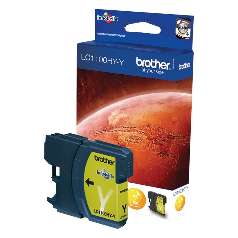 Product image for Brother LC1100HYY Yellow Original High Capacity Printer Ink Cartridge (LC-1100HYY) - Small