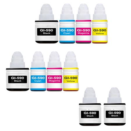 Product image for 999inks Compatible Multipack Canon GI-590BK/Y 2 Full Sets + 2 FREE Black Inkjet Printer Cartridges - Small