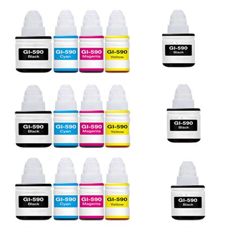 Product image for 999inks Compatible Multipack Canon GI-590BK/Y 3 Full Sets + 3 FREE Black Inkjet Printer Cartridges - Small