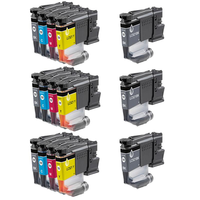 Product image for 999inks Compatible Multipack Brother LC521 3 Full Sets + 3 FREE BLACK Full Set Inkjet Printer Cartridges - Small