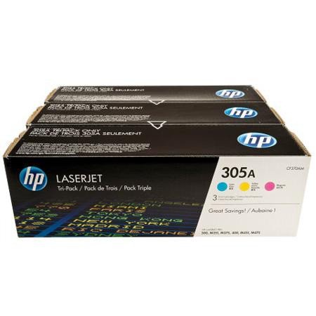 Product image for HP 305A Cyan/Magenta/Yellow Original Toner Cartridges - Tri-Pack (CF370AM) - Small