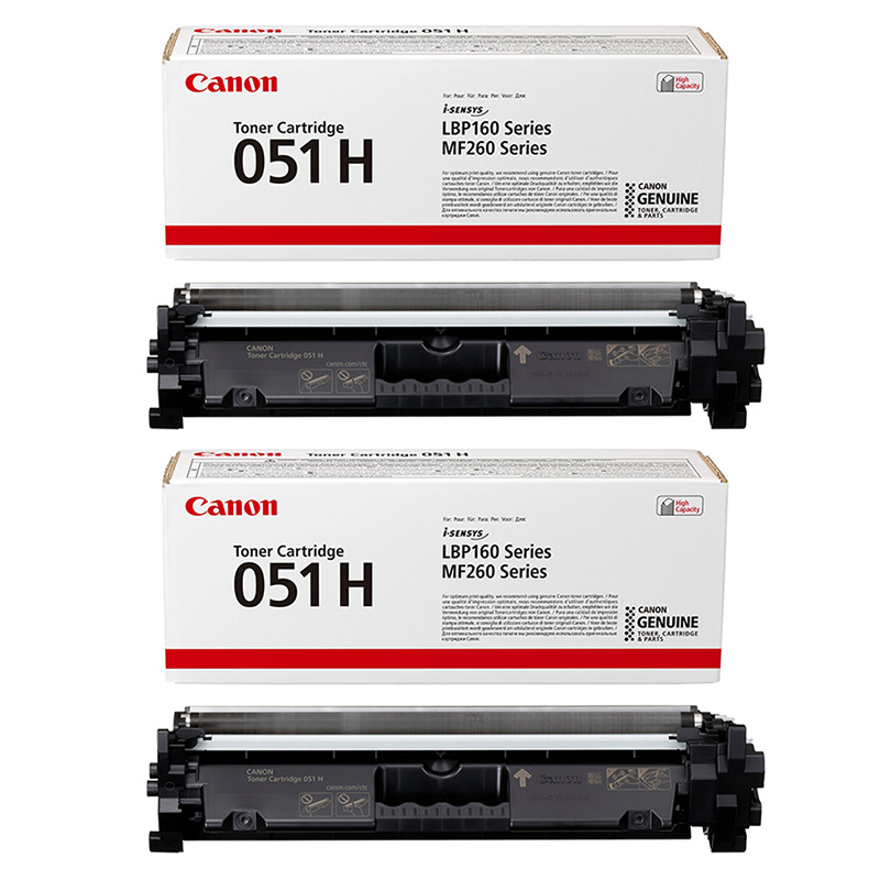 Product image for Canon 051H/2169C002 Black Original High Capacity Laser Toner Cartridge Twin Pack - Small