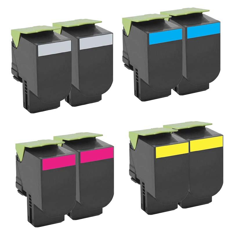 Product image for 999inks Compatible Multipack Lexmark 71C2HK0/Y0 2 Full Sets High Capacity Laser Toner Cartridges - Small