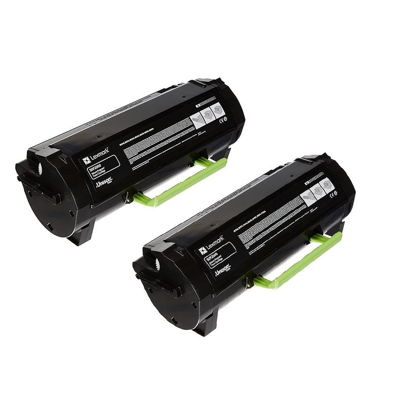 Product image for Lexmark 502 (50F2000) Black Original Laser Toner Cartridge Twin Pack - Small