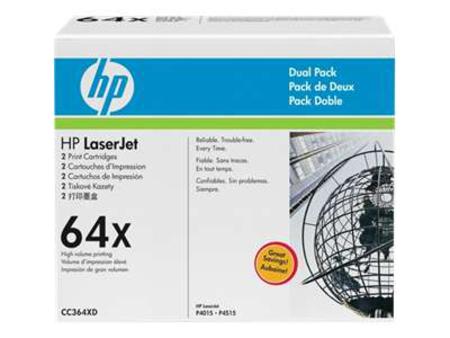 Product image for HP 64X (CC364XD) Original Black Laserjet Toner Cartridge - Twin Pack - Small