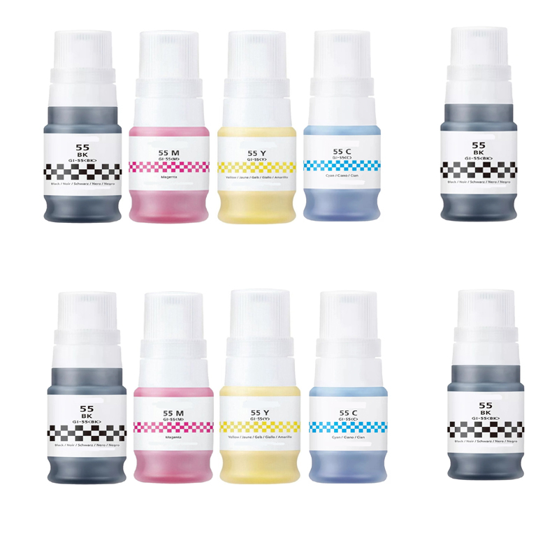 Product image for 999inks Compatible Multipack Canon GI-55BK/Y 2 Full Sets + 2 FREE Black Inkjet Printer Cartridges - Small