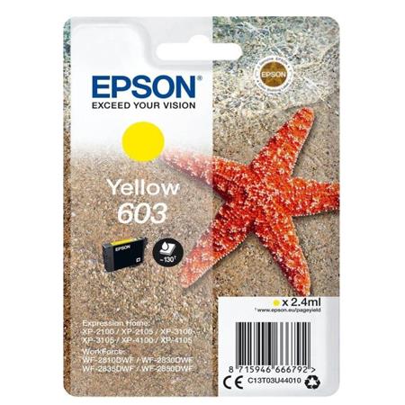 Product image for Epson 603 (T03U44010) Yellow Original Standard Capacity Ink Cartridge - Small
