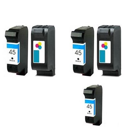 Product image for 999inks Compatible Multipack HP 45/78 2 Full Sets + 1 Extra Black Inkjet Printer Cartridges - Small