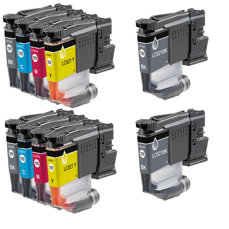 Product image for 999inks Compatible Multipack Brother LC521 2 Full Sets + 2 FREE BLACK Full Set Inkjet Printer Cartridges - Small