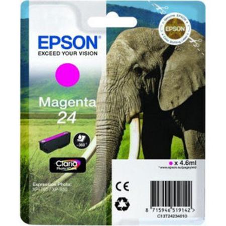 Product image for Epson 24 (T242340) Magenta Original Claria Photo HD Standard Capacity Ink Cartridge (Elephant) - Small