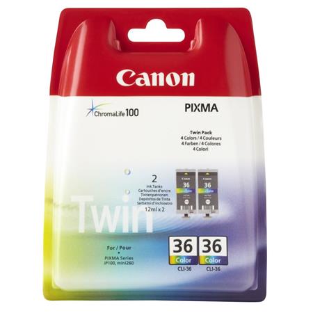 Product image for Canon CLI-36 Colour Original Ink Cartridge Twin Pack - Small