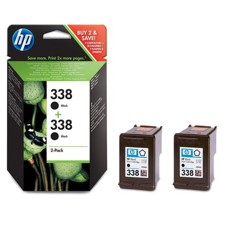 Product image for HP 338 BlackTwinpack Original Inkjet Print Cartridge with Vivera Inks (CB331EE) - Small