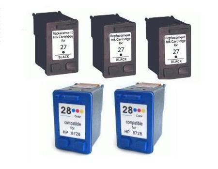 Product image for 999inks Compatible Multipack HP 27/28 2 Full Sets + 1 Extra Black Inkjet Printer Cartridges - Small