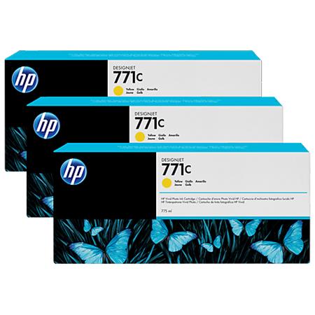 Product image for HP 771C Yellow Original 3 Ink Multipack (B6Y34A) - Small