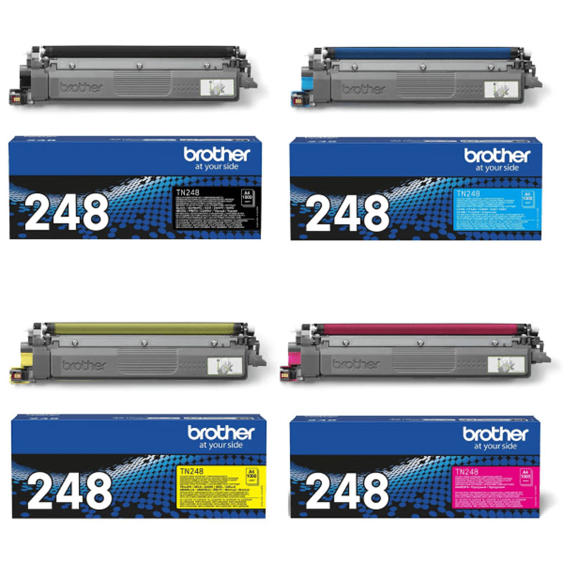 Brother TN248BK/Y Full Set Original Standard Capacity Laser Toner Cartridges