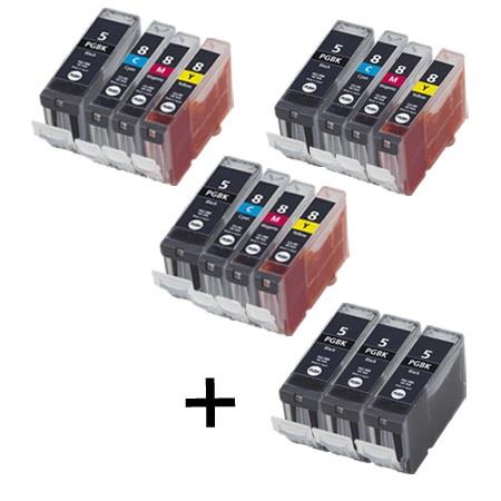 Product image for 999inks Compatible Multipack Canon PGI-5BK/CLI-8C/M/Y 3 Full Sets + 3 FREE Black Inkjet Printer Cartridges - Small