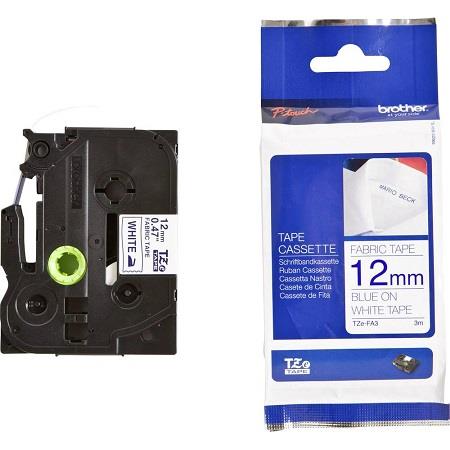 Product image for Brother TZe-FA3 Original P-Touch Label Tape (12mm x 3m) Blue On White - Small