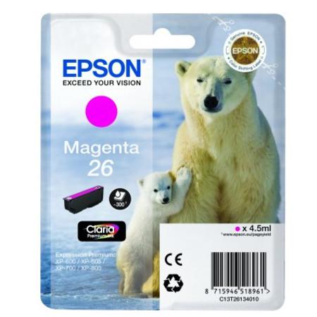 Product image for Epson 26 (T261340) Magenta Original Claria Premium Standard Capacity Ink Cartridge (Polar Bear) - Small