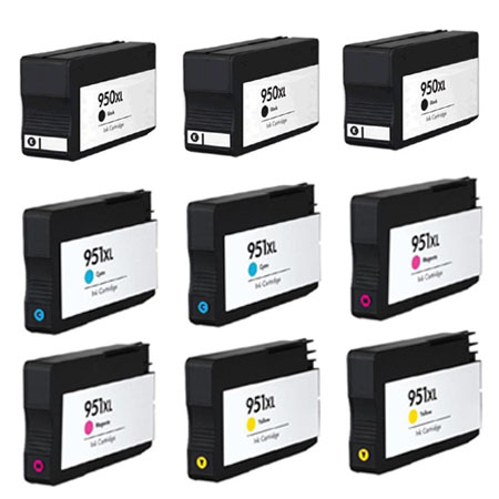 Product image for 999inks Compatible Multipack HP 950XL/951XL 2 Full Sets + 1 Extra Black Inkjet Printer Cartridges - Small