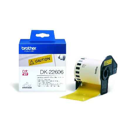 Product image for Brother DK-22606 Original Continuous Film Tape (62mm x 15.24m) Black on Yellow - Small