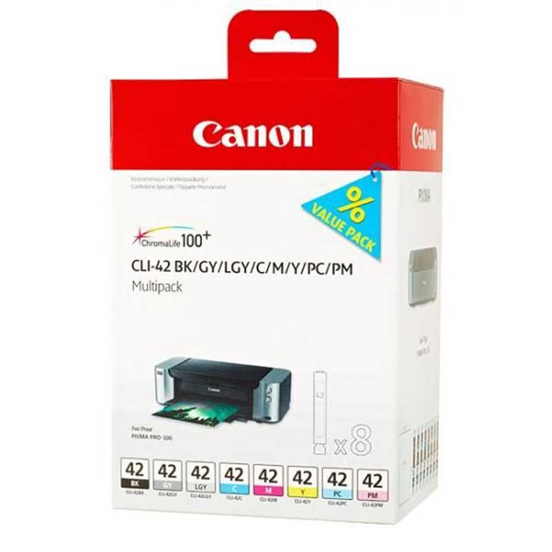 Product image for Canon CLI-42 8 Colour Original Multipack Ink Cartridges (6384B010) - Small