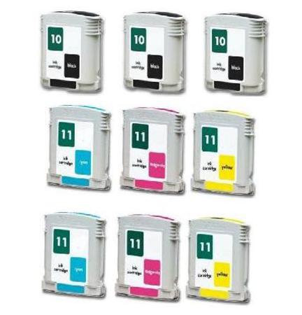 Product image for 999inks Compatible Multipack HP 10/11C/Y 2 Full Sets + 1 Extra Black Inkjet Printer Cartridges - Small