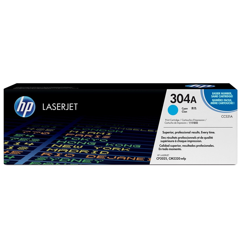 Product image for HP 304A Cyan Original Toner Cartridge with ColourSphere Toner (CC531A) - Small