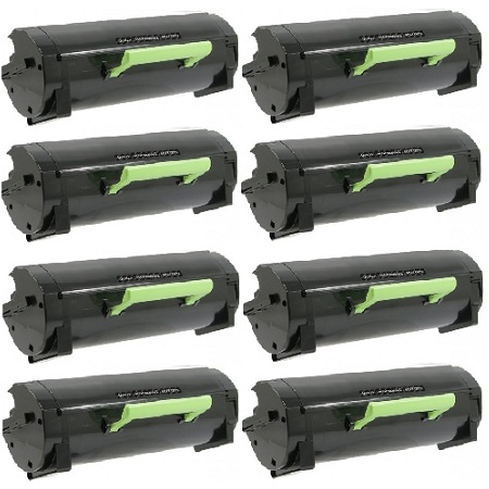 Product image for 999inks Compatible Eight Pack Lexmark 60F0HA0 Black High Capacity Laser Toner Cartridges - Small