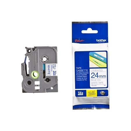 Product image for Brother TZe-253 Original P-Touch Label Tape (24mm x 8m) Blue On White - Small