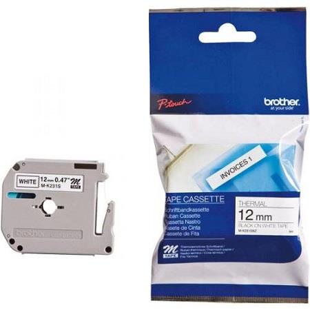 Product image for Brother M-K231SBZ Original Label Tape (12mm x 4m) Black on White - Small