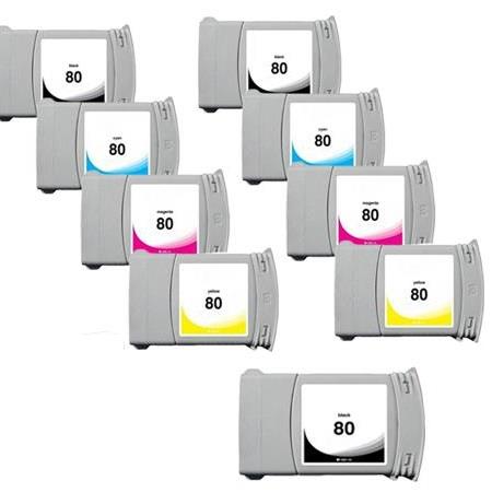 Product image for 999inks Compatible Multipack HP 80 2 Full Sets + 1 Extra Black High Capacity Inkjet Printer Cartridges - Small