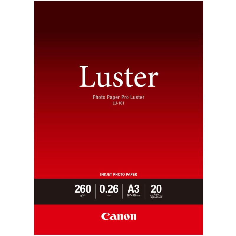 Product image for Canon LU-101 Pro Luster Photo Paper A3 260gsm (20 sheets) - Small