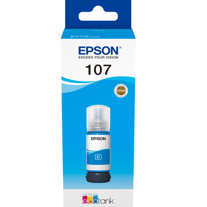 Product image for Epson 107 (C13T09B240) Cyan Original Ink Bottle - Small