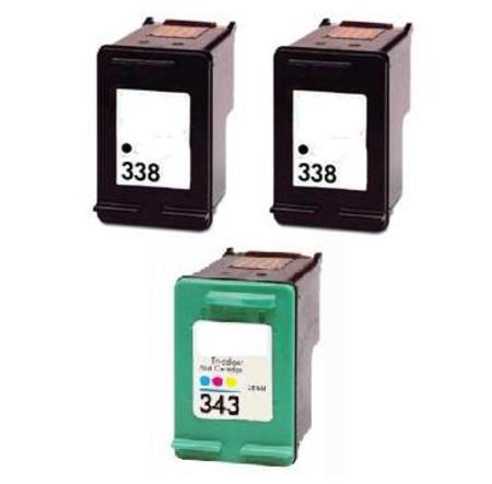 Product image for 999inks Compatible Multipack HP 338/343 1 Full Set + 1 Extra Black Inkjet Printer Cartridges - Small